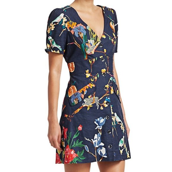 Tanya Taylor Blanca Jungle Print Button-Front Dress - Picture 1 of 10